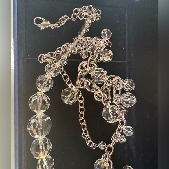 Swarovski Clear Crystal Teardrop Necklace – Rhodium Plated, Swan Logo, Boxed - Picture 12 of 15